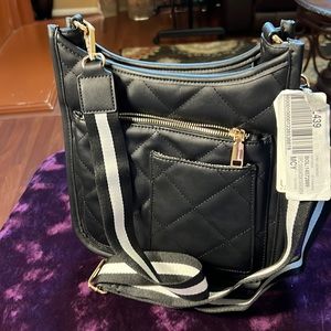 Urban expression black cross body with wide black and white stripe